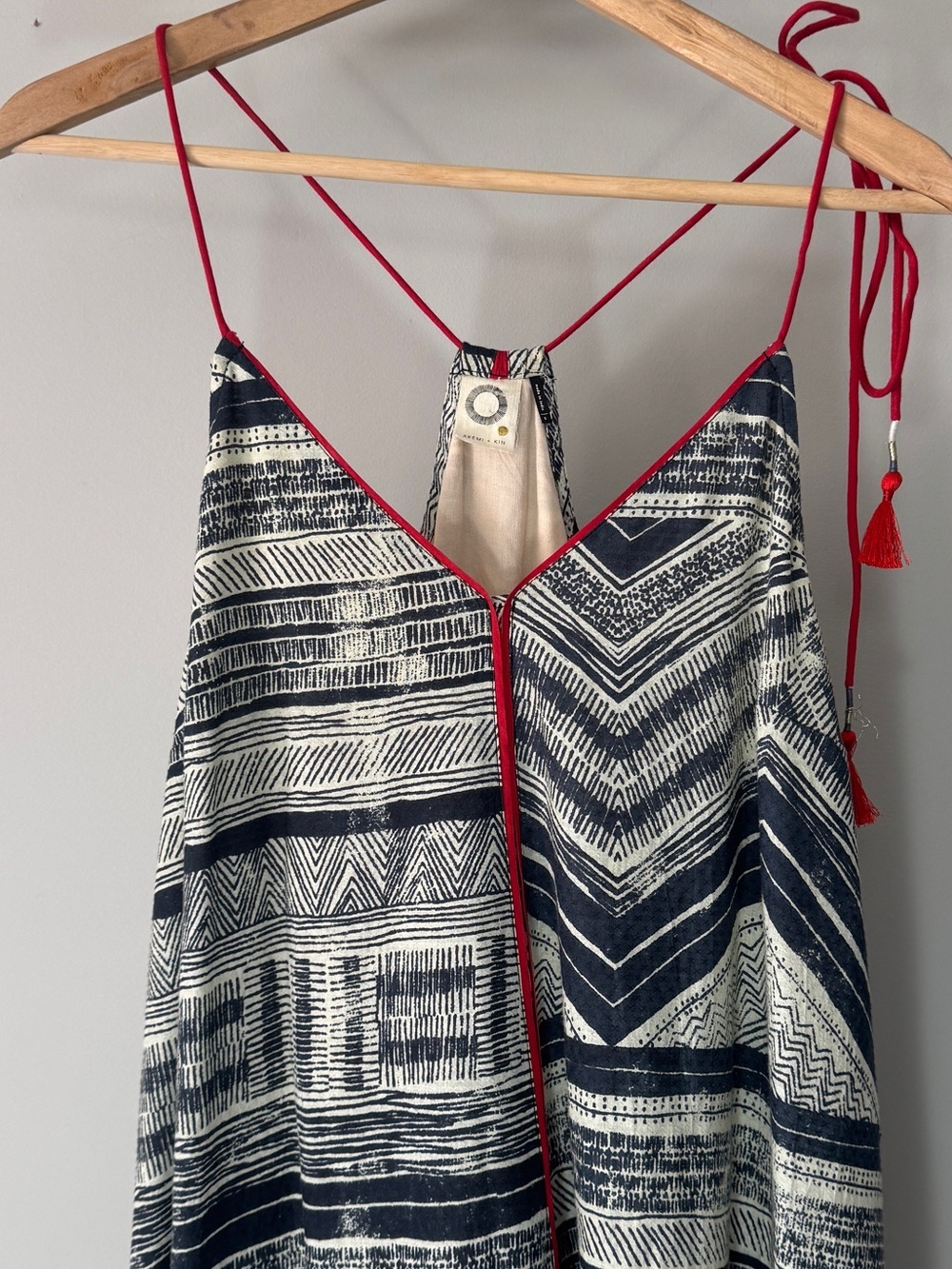 Akemi + Kin Anthropologie Riviera Halter Dress Small Boho Tassel Midi asymmetric - Picture 9 of 15